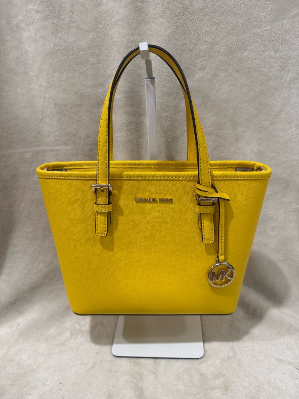 Michael Kors Jet Set Travel XS Yellow Saffiano Leather Tote with long strap